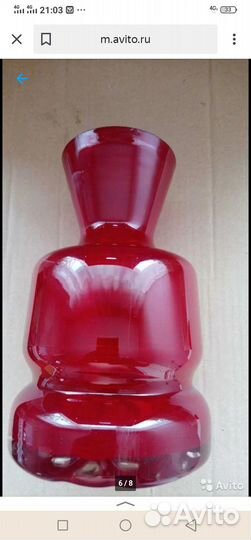 Графин кувшин ваза красное рубиновое стекло СССР