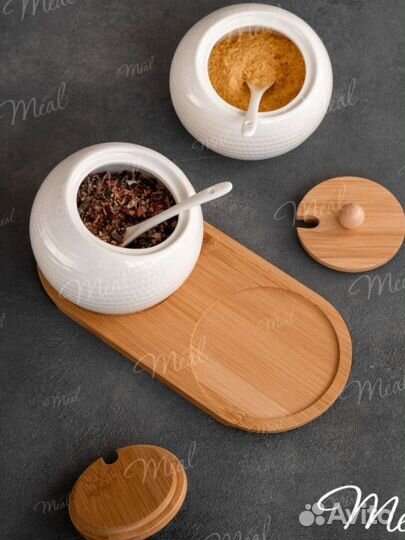 Посуда для кухни сахарница с крышкой ложкой фарфор