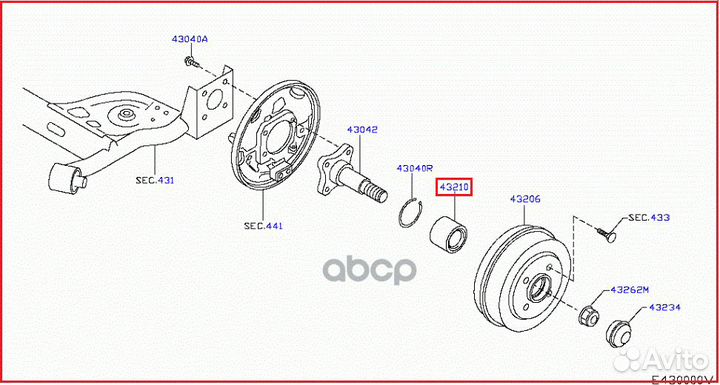 Подшипник ступицы колеса зад лев 43210AZ300