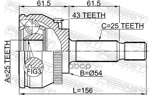 ШРУС внешний перед 2710V40A43 Febest