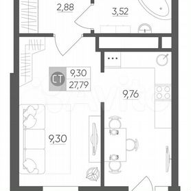 Квартира-студия, 27,8 м², 3/10 эт.