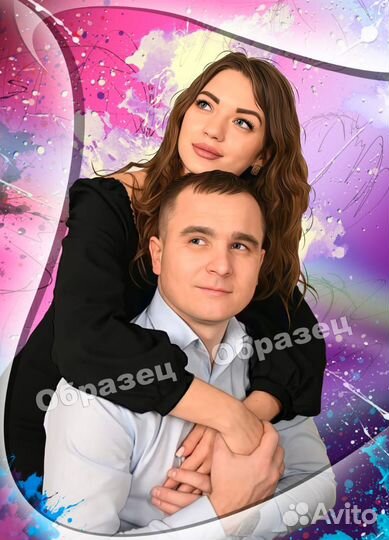 Портрет по фото на холсте. Подарок на заказ