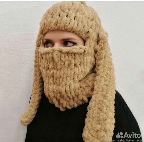 Балаклава вязаная с ушками