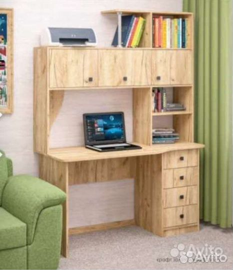 Стол письменный, компьютерный с ящиками и полками