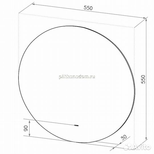 Зеркало Континент Ajour LED D550 с подсветкой с сенсорным выключателем злп528