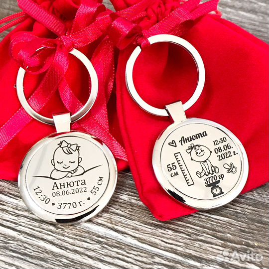 Подарок на рождение ребенка. Брелок - метрика