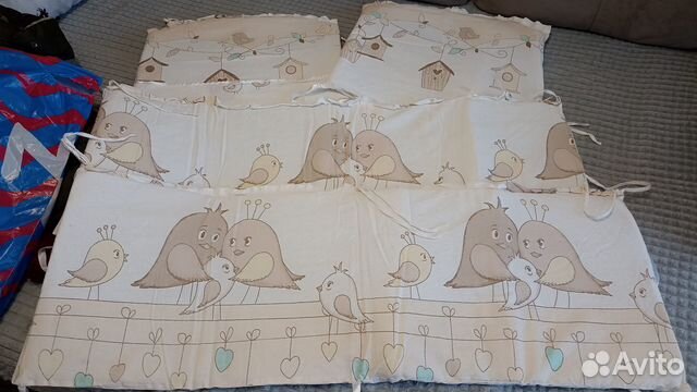 Мягкие бортики на кроватку + постельное бельё