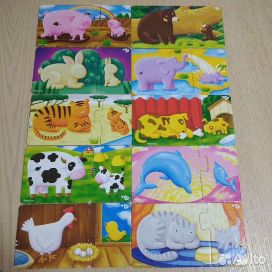 Пазлы для малышей животные + машинки