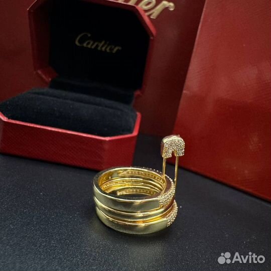 Золотое кольцо cartier(премиум)