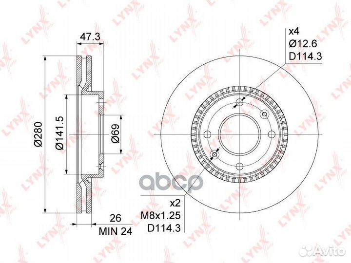 Диск тормозной перед BN1052 lynxauto