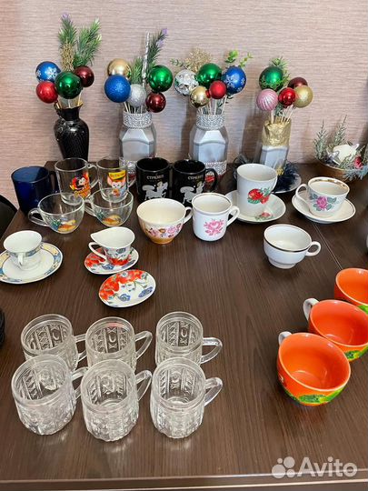 Чайные чашки кружки пары новогодний декор