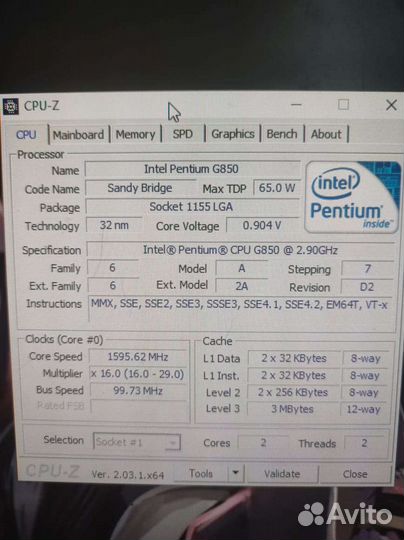Процессор pentium g850