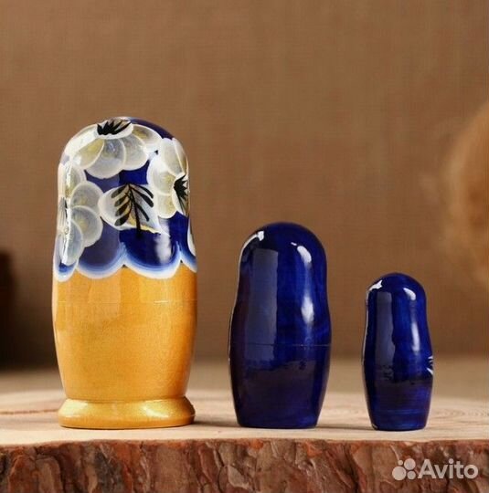 Матрёшка «Марина», синее платье, 3 кукольная 10 см