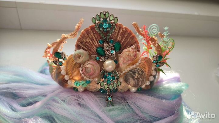 Корона Ариэль морская тематика ручн. раб. Комплект