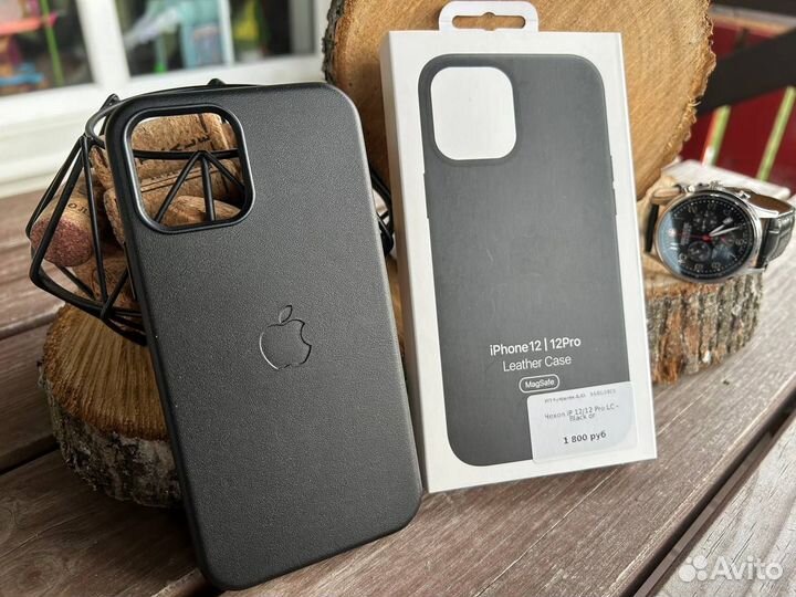 Чехол iPhone 12 12 Pro Кожа Черный