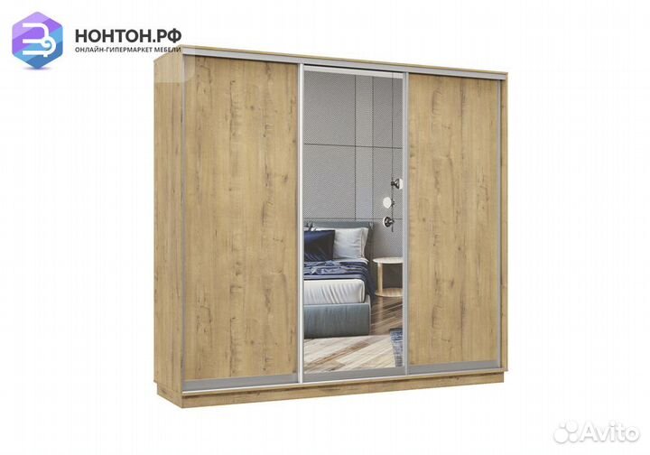 Шкаф-купе трёхдверный Асель с 1 зеркалом бунратти