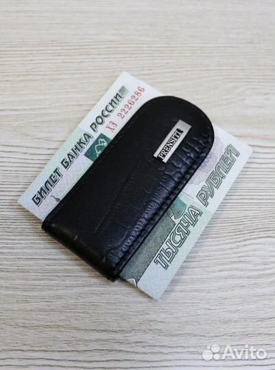 Зажим для купюр Prensiti 97349A кожа чёрный