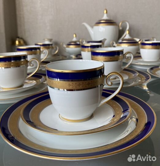 Чайный сервис,Кобальт,Антиквариат,Фарфор
