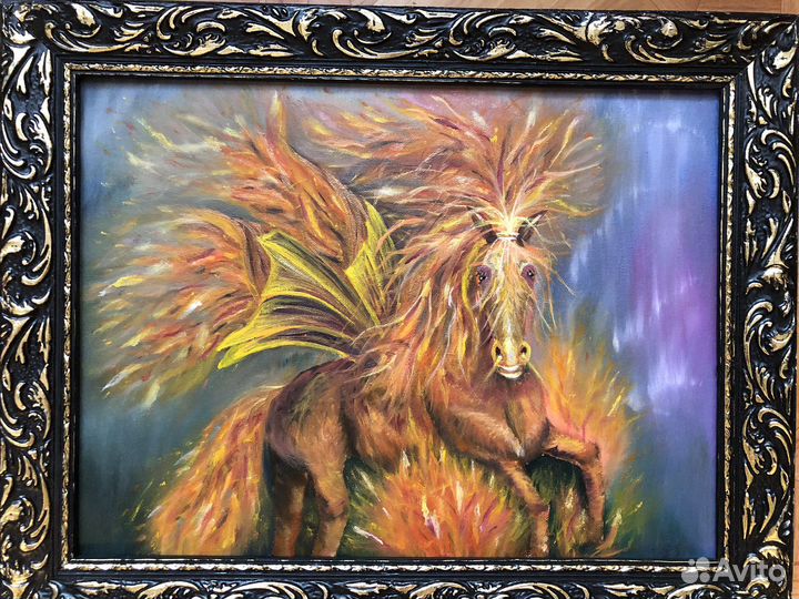 Картина маслом. Огненногривая лошадь
