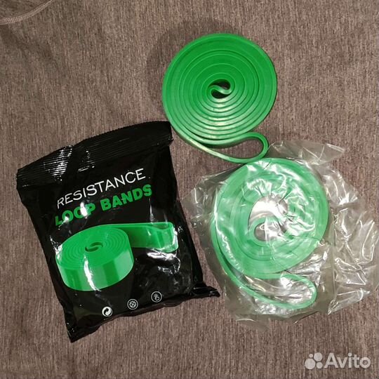 Зелёная Фитнес-резинка эспандер латексный жгут