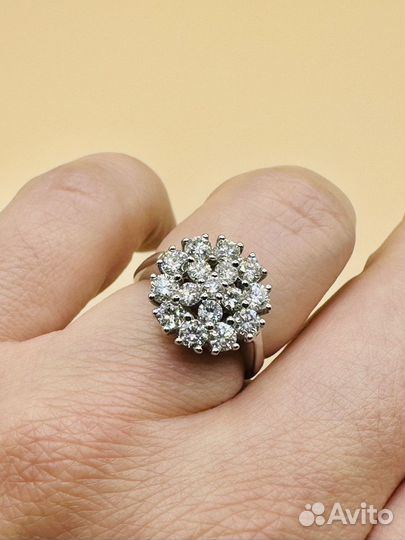 Золотое кольцо с бриллиантами 1,3 карат