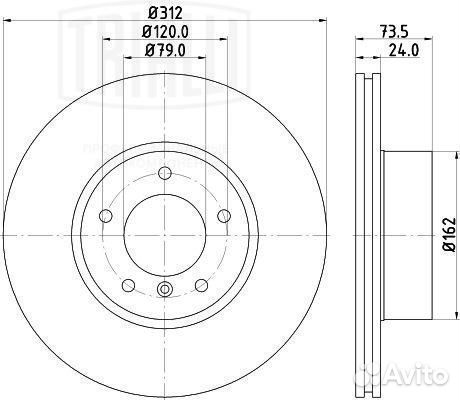 Диск тормозн BMW 1 F20 11- 2 F22 13- X1 E84 09- пе