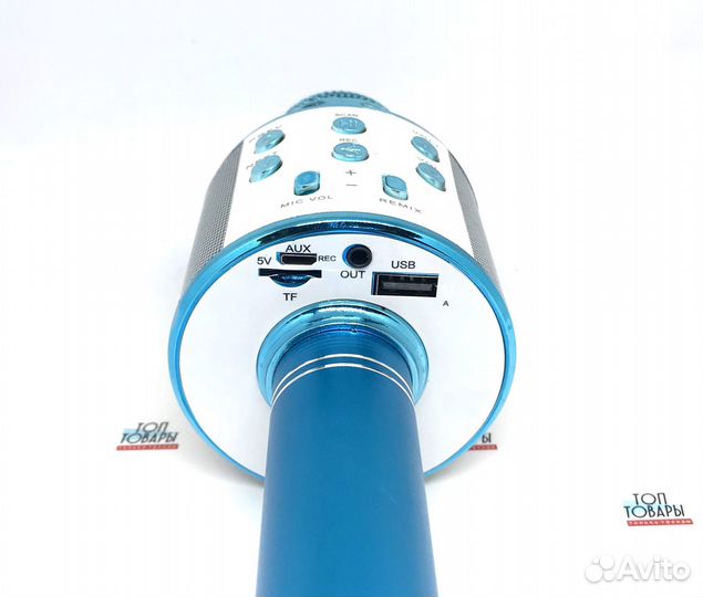 Караоке-микрофон-колонка Wster голубой