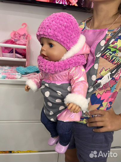 Беби борн 43 см. Оригинал +Одежда +Кроватка