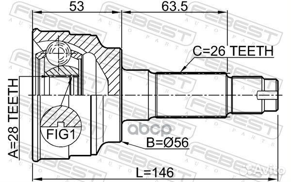 ШРУС наружный 28x56x26 mazda 323 BJ 1998-2004 0