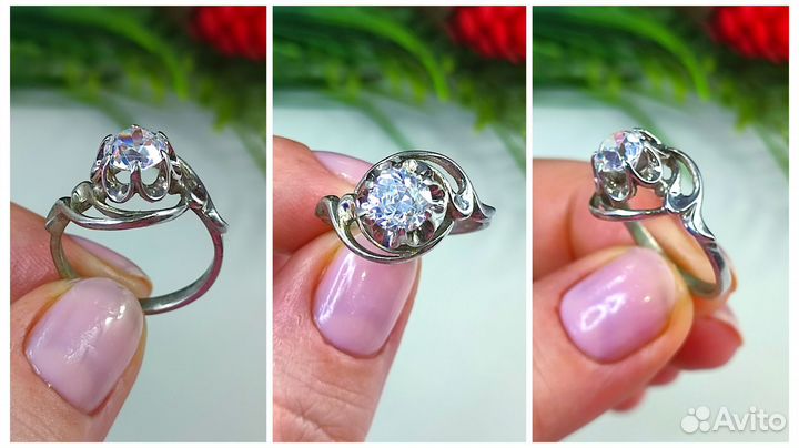 Винтаж кольцо хрусталь Додо 17,5 р-р s925