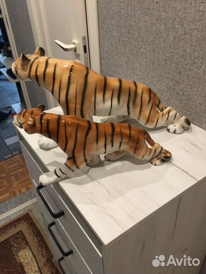 Статуэтки Тигр 2шт Чехословакия Royal Dux Bohemia