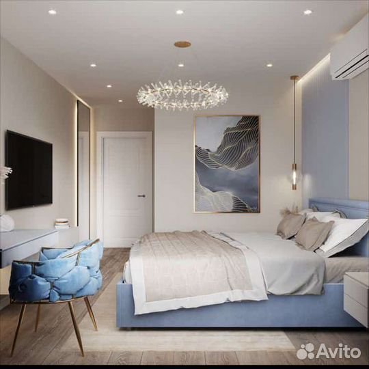 Кровать двуспальная с мягким изголовьем