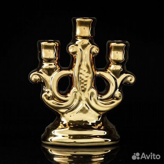 Подсвечник (золото, керамика,17см высота) тройной