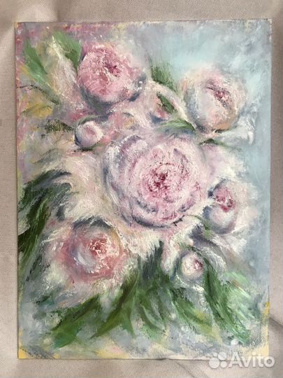 Картина маслом нежные пионы