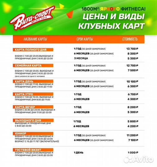 Карта абонемерт в Виту спорт