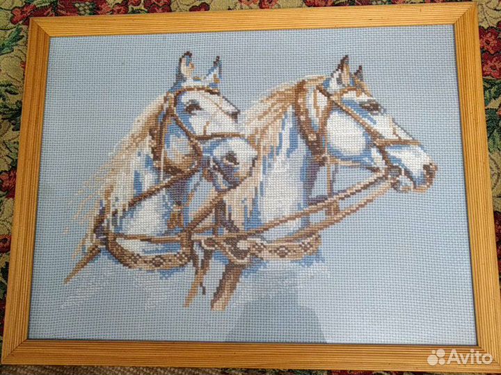 Вышитая картина Лошади
