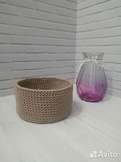 Вязаные корзинки ручной работы