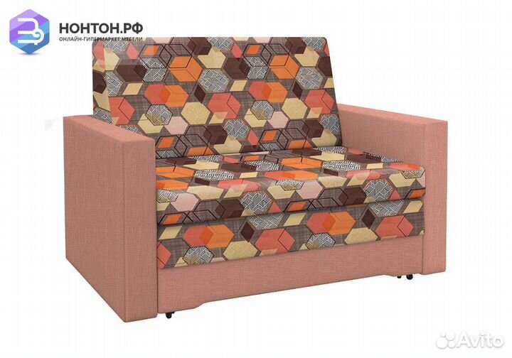 Диван выкатной Виктория-5 с узором розовый