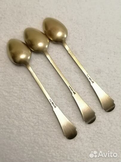 Ложки чайно-кофейные 3 шт. Серебро 925 проба. Эмал