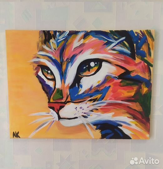 Картина Кот Холст Акрил