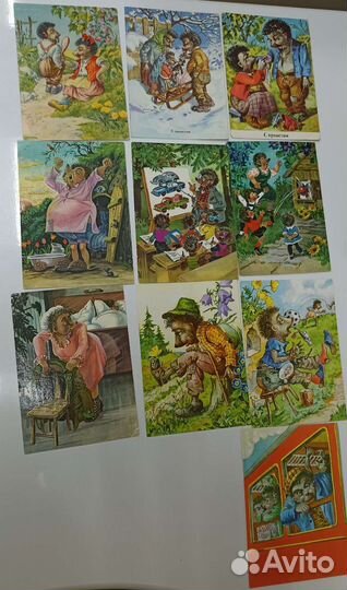 Открытки Ежики. Семейство ёжиков. гдр