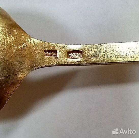 Набор серебряных ложек, эмаль. позолота