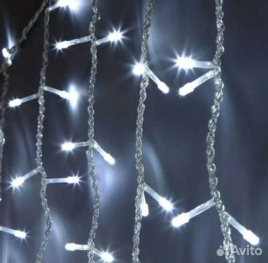 Гирлянда штора 3 на 3 метра занавес золотая белая