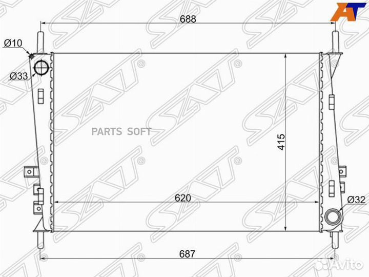 Радиатор охлаждения Ягуар X-type 2.0/2.0D/2.2/2.5