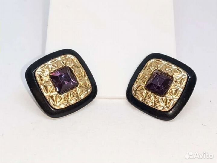 Серьги Пуссет - Кристаллы - Винтаж