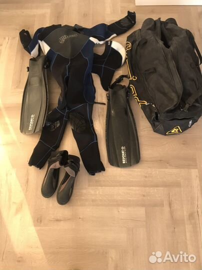 Гидрокостюм 5 мм мужской Мares, сумка, ласты, боты