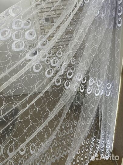 Тюль новый 5 метров на ленте вышивка