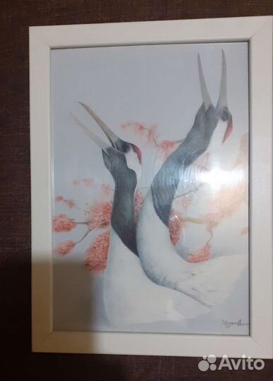 Принт репродукция Японские журавли