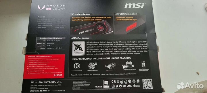 Видеокарта MSI Radeon RX Vega 56 8gb