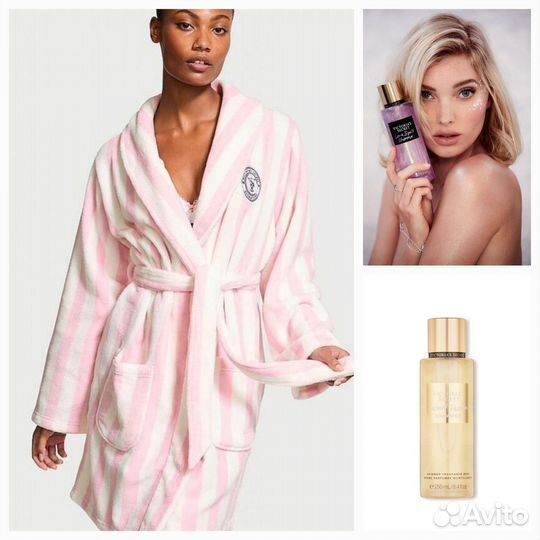 Халат M/L и два спрея Victoria's Secret